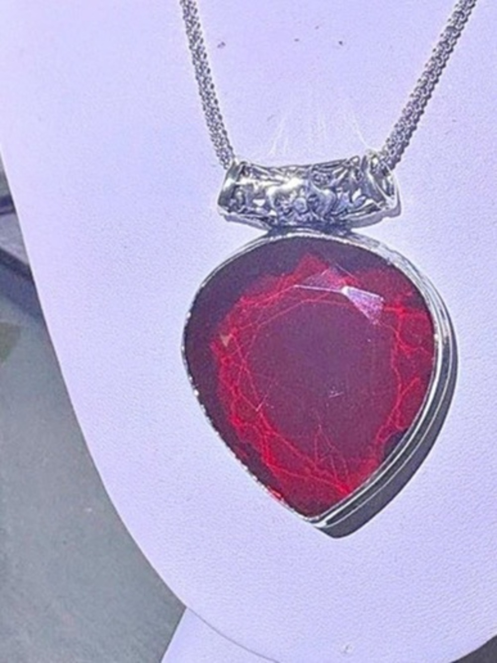 Red garnet Heart Pendant Necklace
